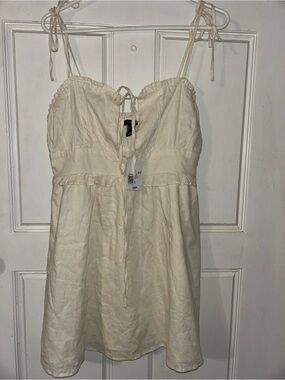 Forever 21 Cream Tie-Front Mini Dress